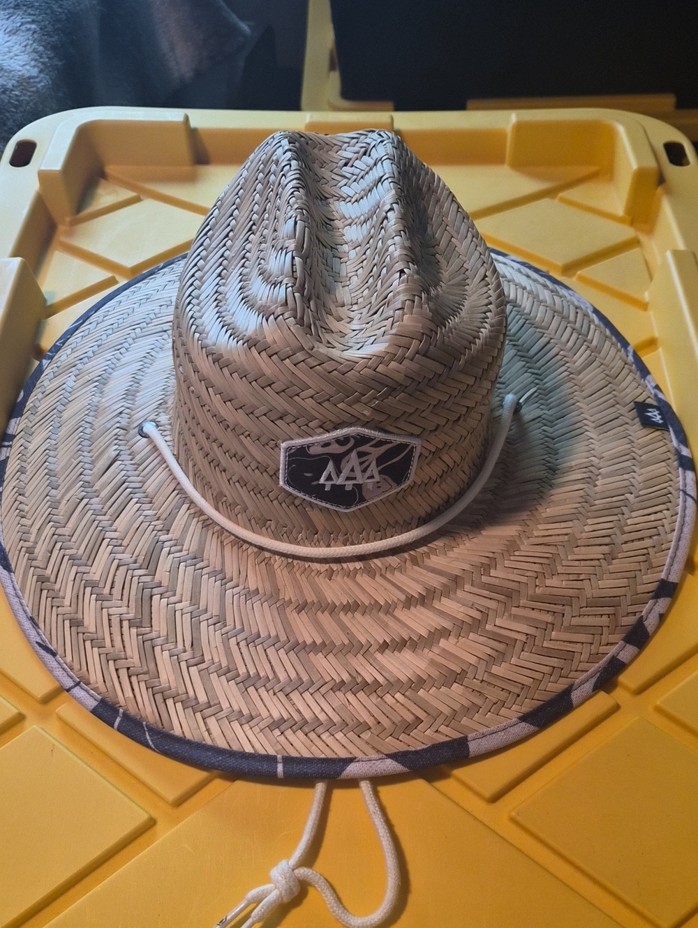 Straw Lifeguard Sun Hat with Rope Chinstrap - Natural